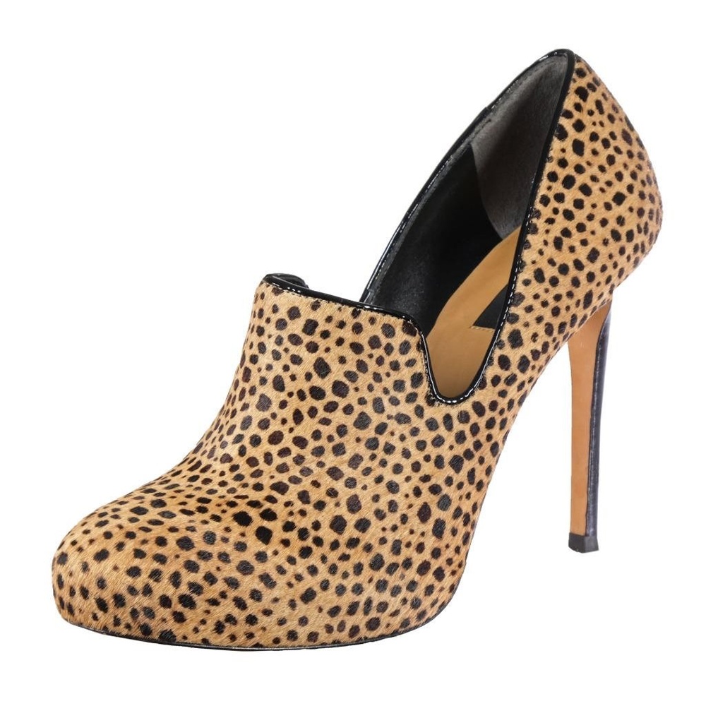 Worn 1x ANN TAYLOR Sz. 8.5 M Heels Pumps Platform Cheetah Print Horsehair